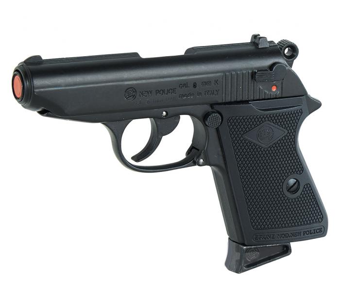 BRUNI PISTOLA A SALVE SCACCIACANI MODELLO NEW POLICE WALTER PPK 7,65 FULL  METAL CALIBRO 8MM BR-2000 - PcPerformance