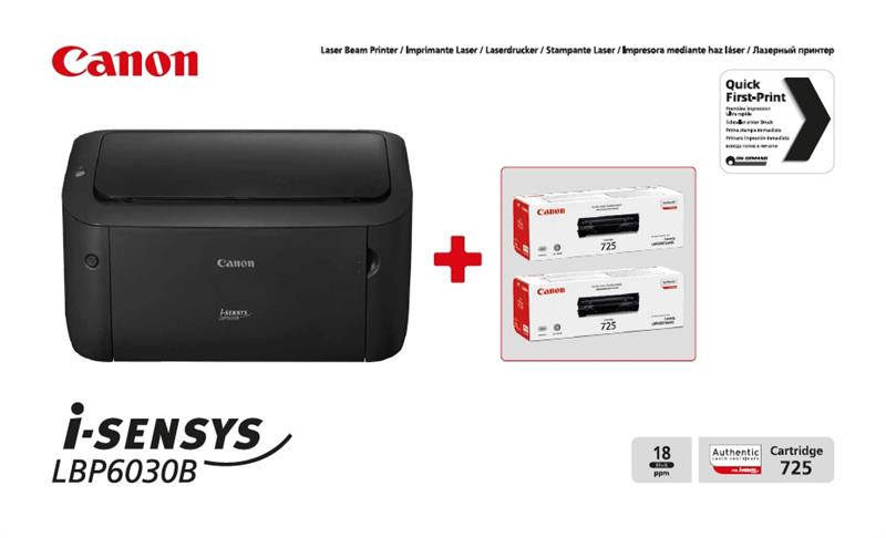 CANON STAMPANTE LASER B/N i-SENSYS LBP6030B CON 2 TONER ORIGINALI INCLUSI  DA 1.600 PAG 8468B042 - PcPerformance