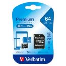 VERBATIM MICRO SDHC 64GB CON ADATTATORE CLASSE 10 44084